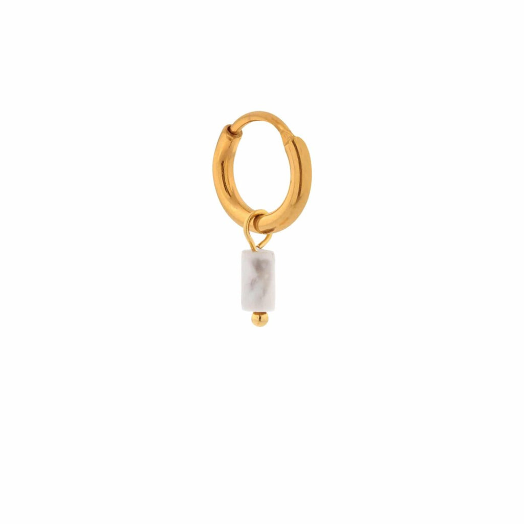 Label kiki small marble tube hoop gold oorbel stainless steel marmer-look hangertjes goud