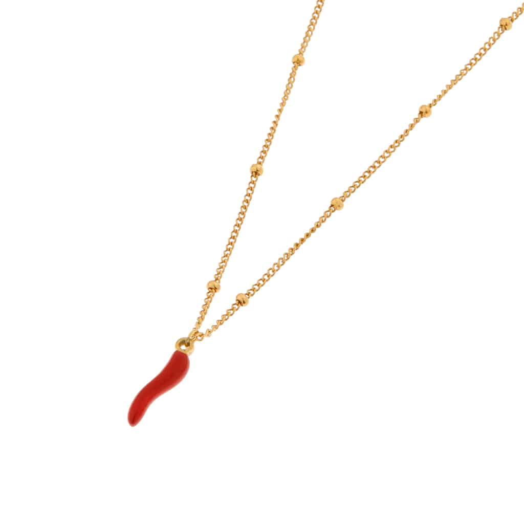 Label Kiki spicy pepper necklace gold necklace halsketting goud rode peper