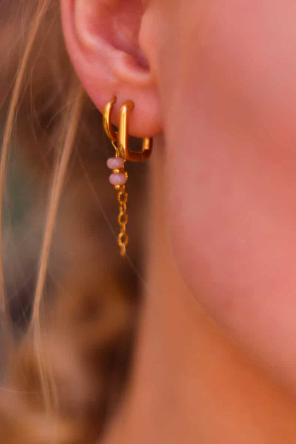 Label Kiki square hoop gold vierkante oorring goud stainless steel