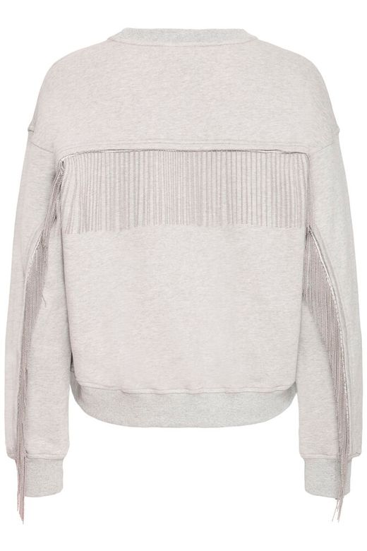 PZABELLE SWEATSHIRT light grey melange pulz jeans sweater grijs franjes stoer
