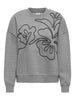 JDYCANOA L/S EMB SWEAT JRS NOOS MEDIUM GREY MELANGE sweater grijs zwart bloemen