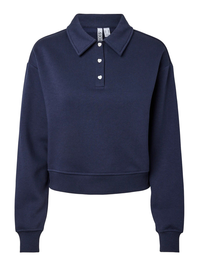 PCCHILLI LS SWEAT POLO JRS FC BC maritime blue pieces sweater polo donkerblauw