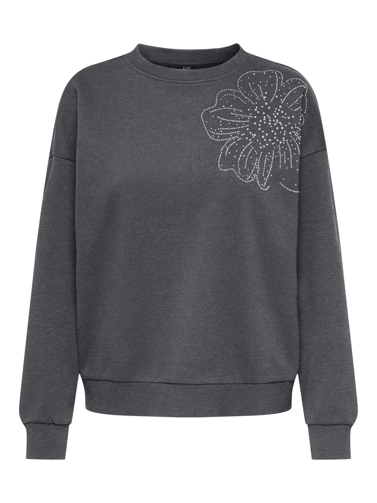 JDYDALLAS LIFE L/S DETAIL SWEAT JRS sweater grijs dark grey glitter silver stone 