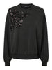PCMIE LS SEQUINS SWEATSHIRT JRS BC black flower pieces sweater glitter