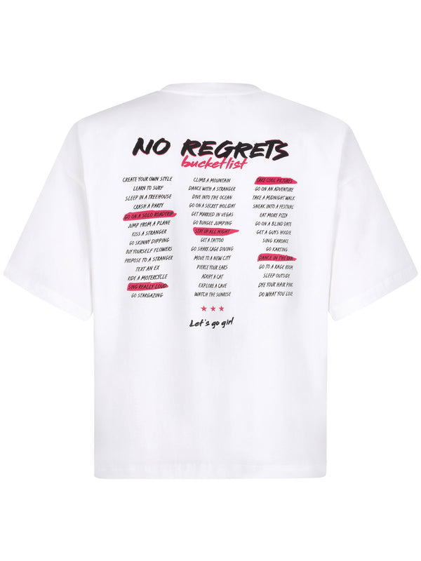 T-shirt no regrets ydence wit bucketlist