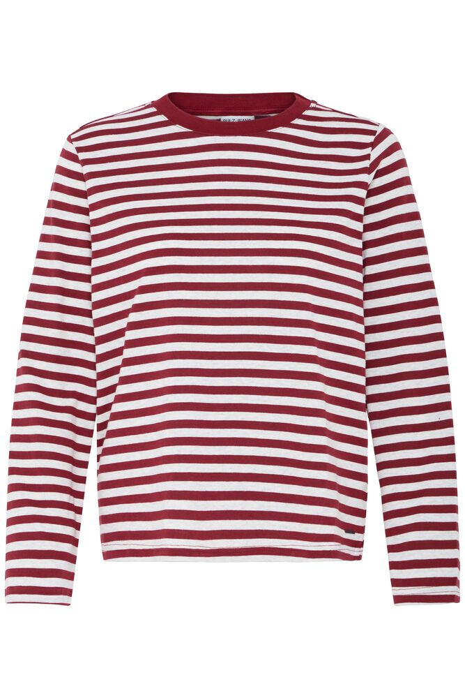 PZarlo tshirt pulz jeans t-shirt lange mouwen ronde hals rood grijs gestreept