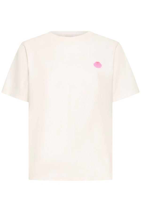 IHBALMERS SS2 cloud dancer multi white ichi t-shirt schelp la plage strand print zomer