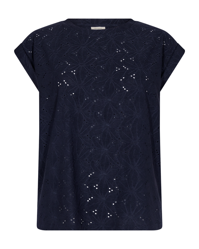 fqblond tee flower freequent navy blazer t-shirt donkerblauw