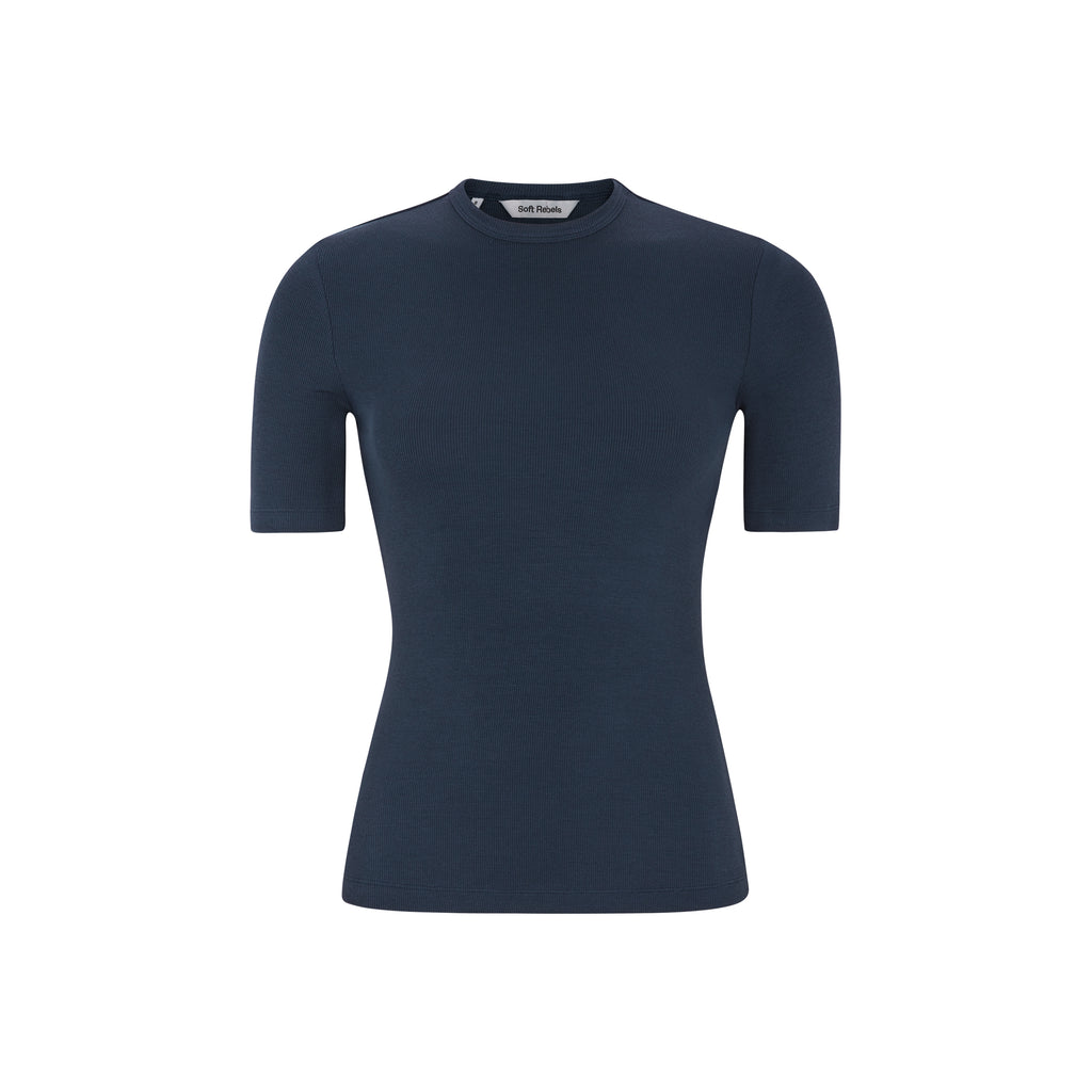 SRFenja SS Top SR423-302 soft rebels t-shirt donkerblauw total eclipse