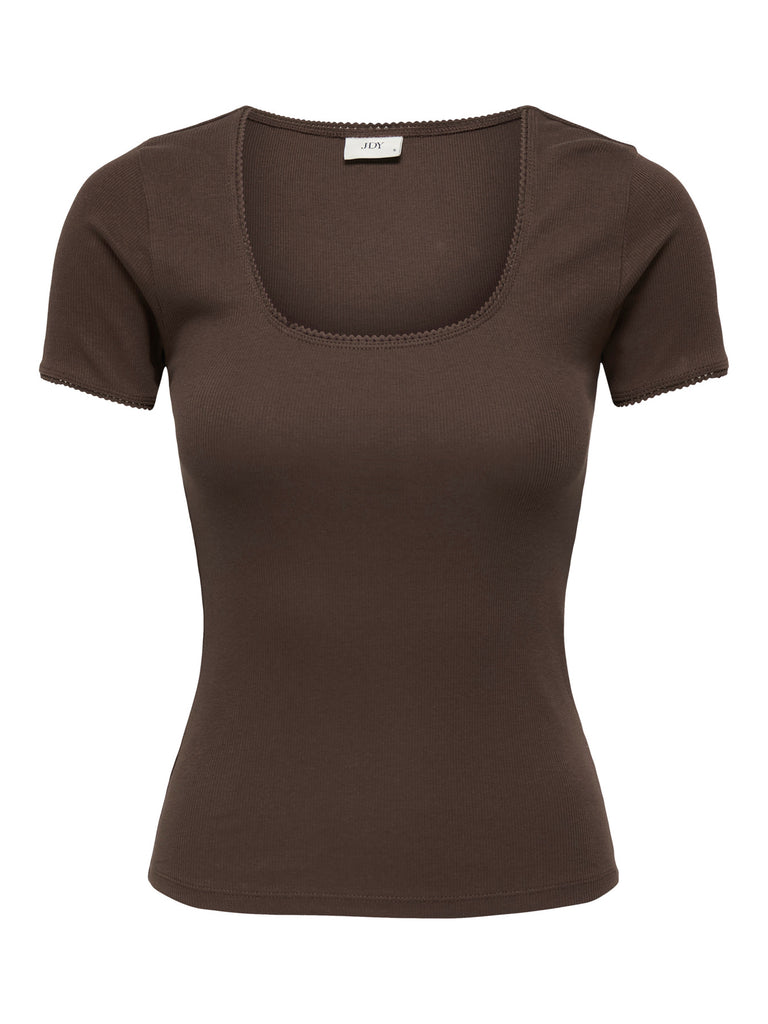 JDYLUCKY S/S O NECK DETAIL TOP chicory coffee t-shirt bruin
