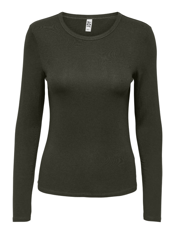 JDYMILA L/S O-NECK TOP JRS NOOS rosin t-shirt lange mouwen ronde hals mosgroen
