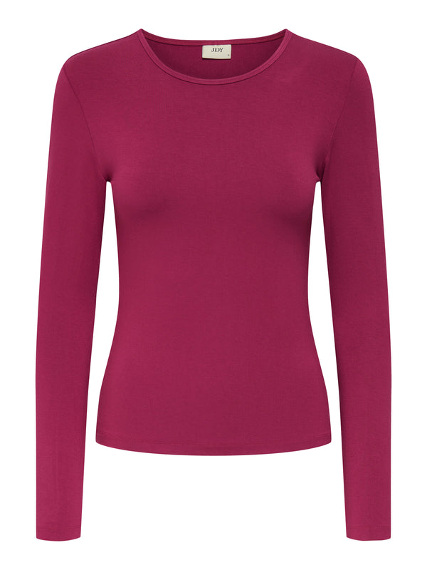 JDYMILA L/S O-NECK TOP JRS NOOS beaujolais t-shirt lange mouwen ronde hals wijnrood