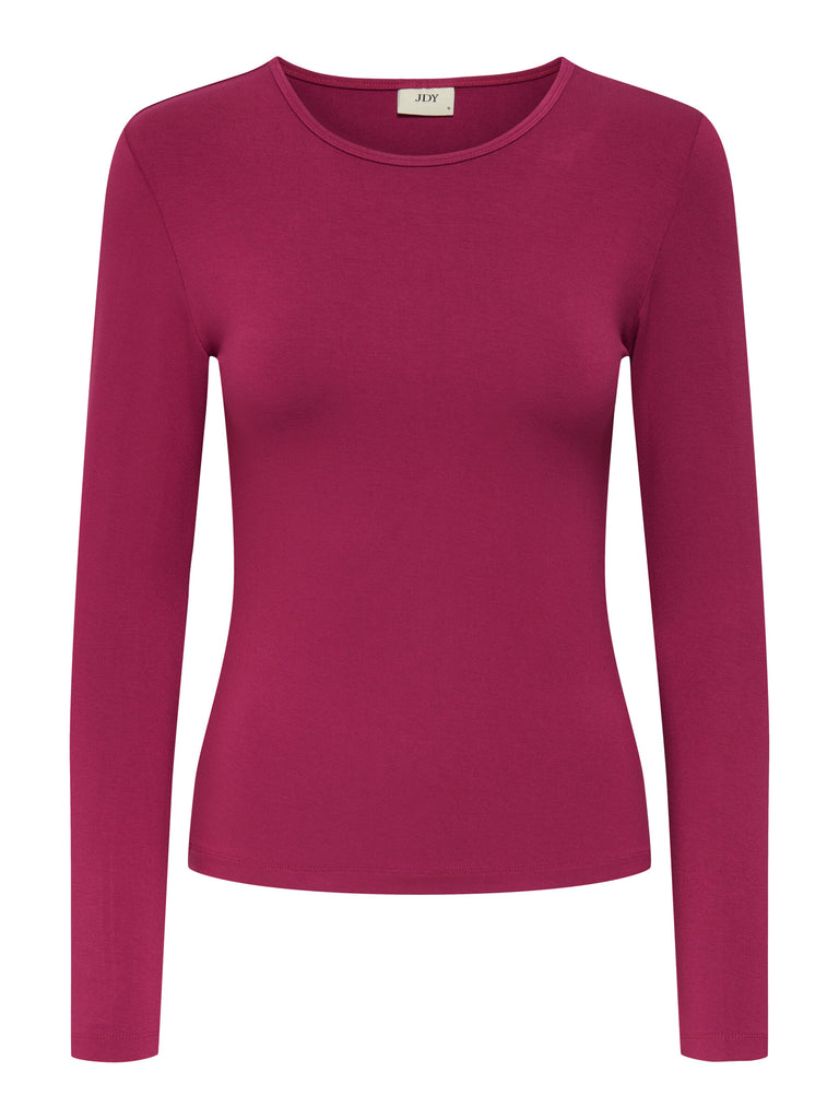JDYMILA L/S O-NECK TOP JRS NOOS beaujolais t-shirt lange mouwen ronde hals wijnrood