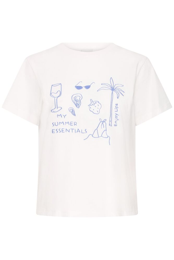 IHNOVOLA SS2 cloud dancer wedgewood ichi t-shirt wit blauw summer essentials