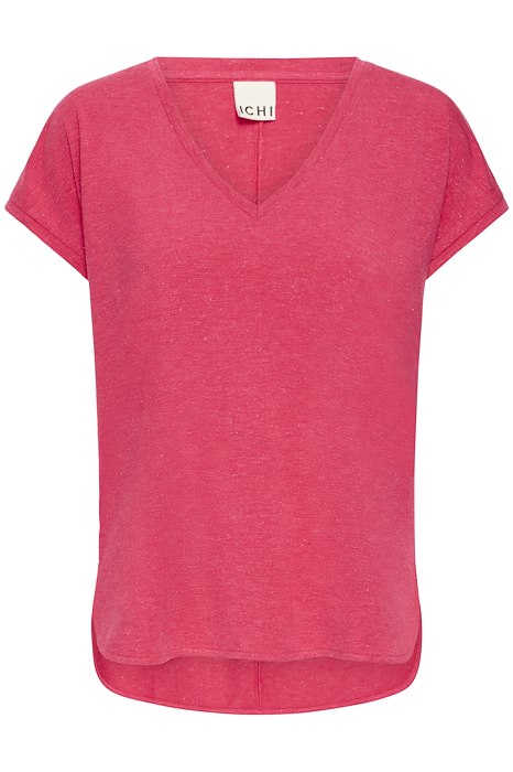 IHrebel SS12 bright rose ichi t-shirt v-hals korte mouwen felroze glitter