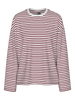 PCSADIE LS TOP JRS NOOS cloud dancer tawny port pieces t-shirt lange mouwen ronde hals wit bordeaux gestreept