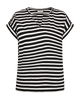 fqviva tee black with star off white striped freequent t-shirt korte mouwen ronde hals v-hals gestreept zwart wit