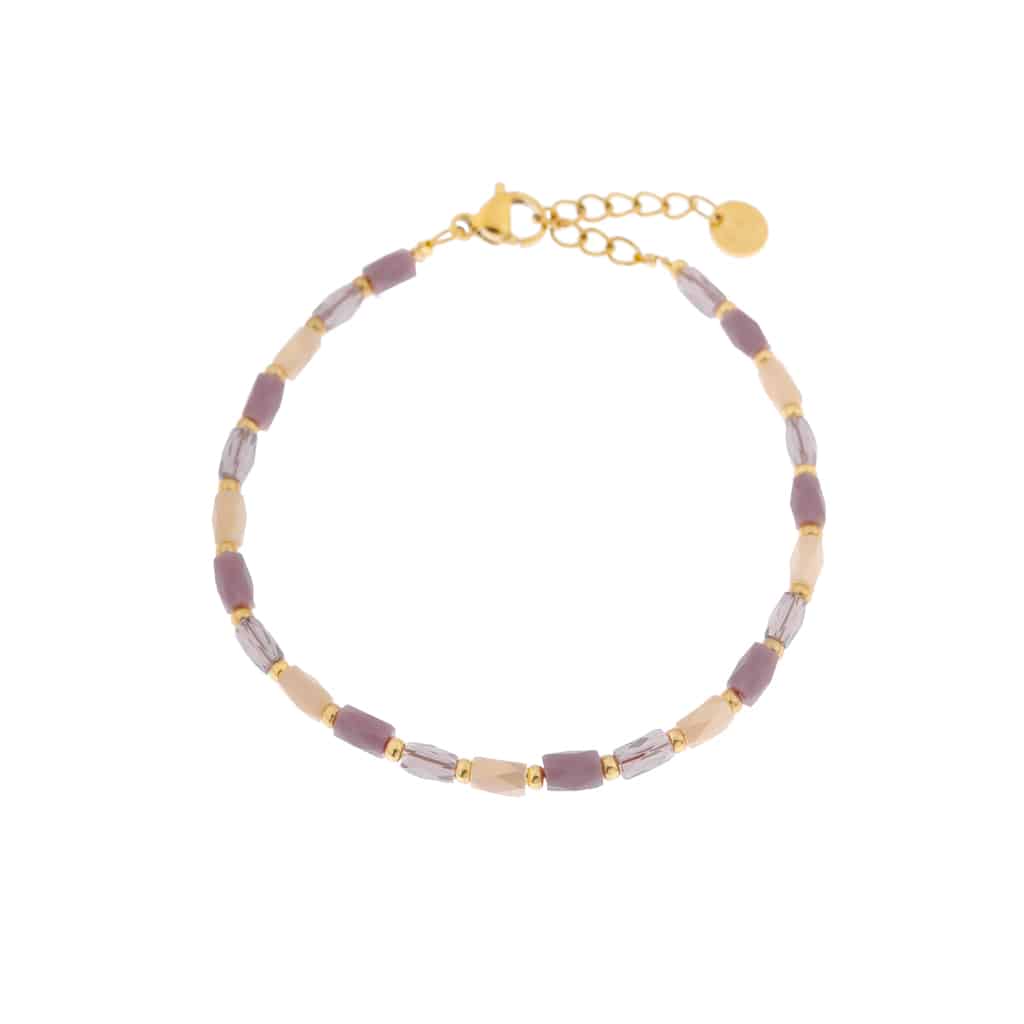 Label kiki ocean terra lilac gold stainless steel goud armband lila
