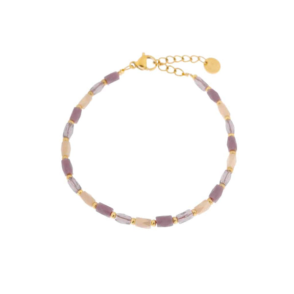 Label kiki ocean terra lilac gold stainless steel goud armband lila