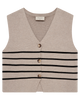 FQani waistcoat SIMPLY TAUPE MEL. W. BLACK freequent top debardeur v-hals knopen bruin beige zwart gestreept