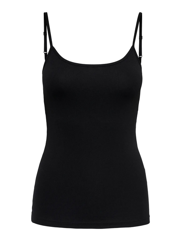 JDYAVA SINGLET JRS NOOS black mouweloze top verstelbare spaghettibandjes zwart