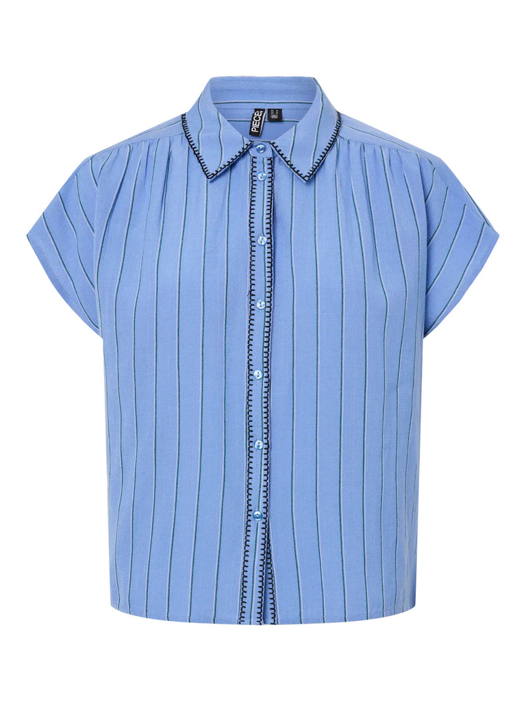 PCBATITHI SS WVN SHIRT FC pieces blouse lichtblauw korte mouwen