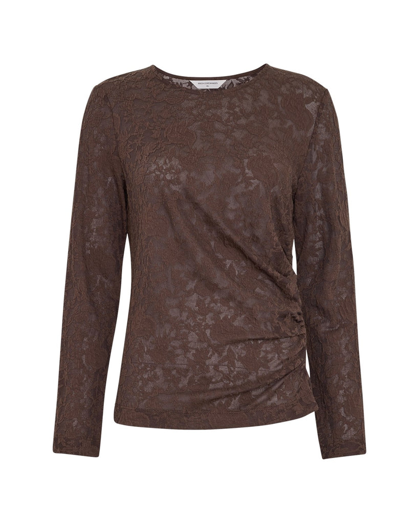 MSCHBrigetti Brigetta Top hot fudge msch copenhagen kant mesh bruin