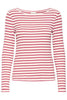 IHCELLA LS MAROON/CLOUD DANCER - Red ichi top lange mouwen ronde hals wit roze gestreept