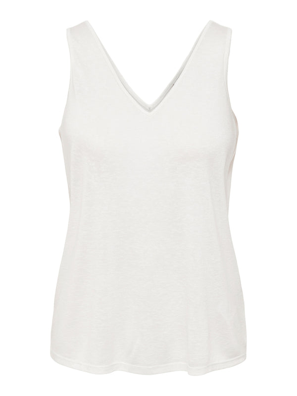 JDYFAUSTINA SINGLET JRS cloud dancer mouwloze top v-hals wit