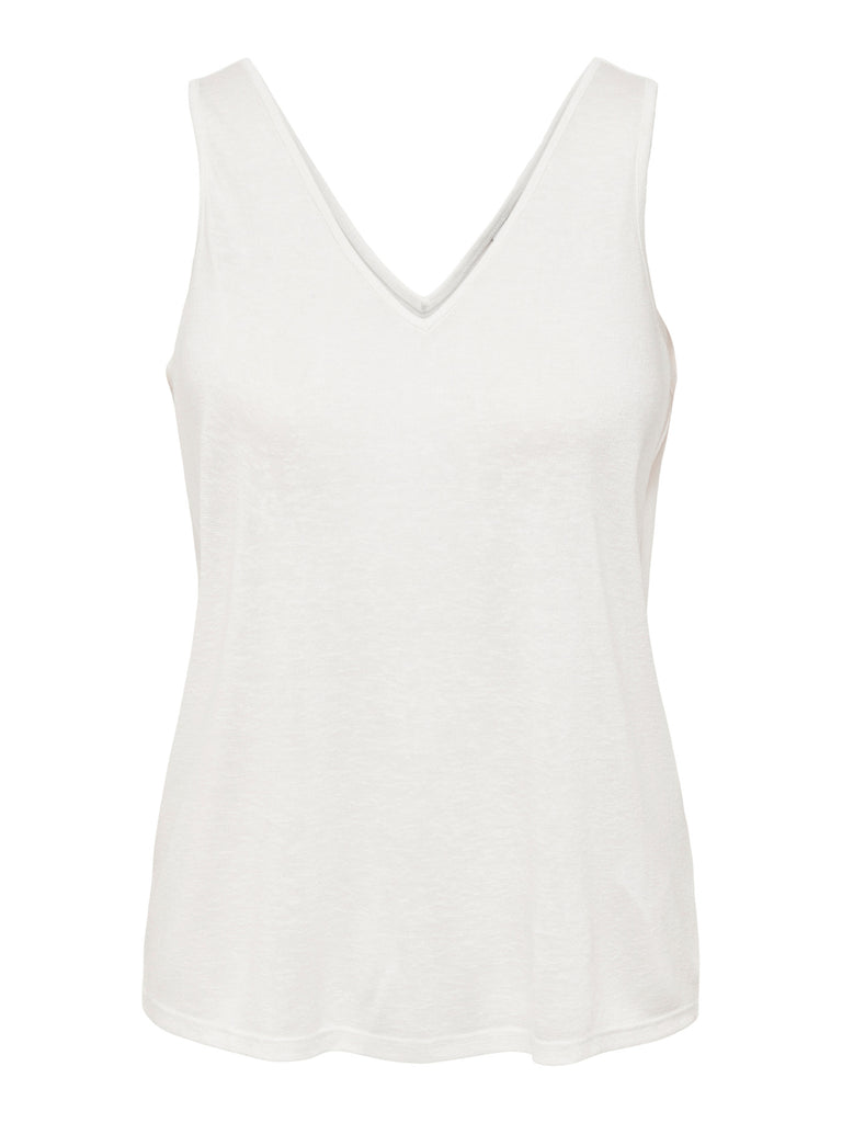 JDYFAUSTINA SINGLET JRS cloud dancer mouwloze top v-hals wit