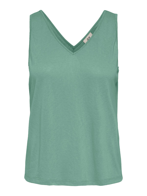 JDYFAUSTINA SINGLET JRS granite green mouwloze top v-hals zachtgroen