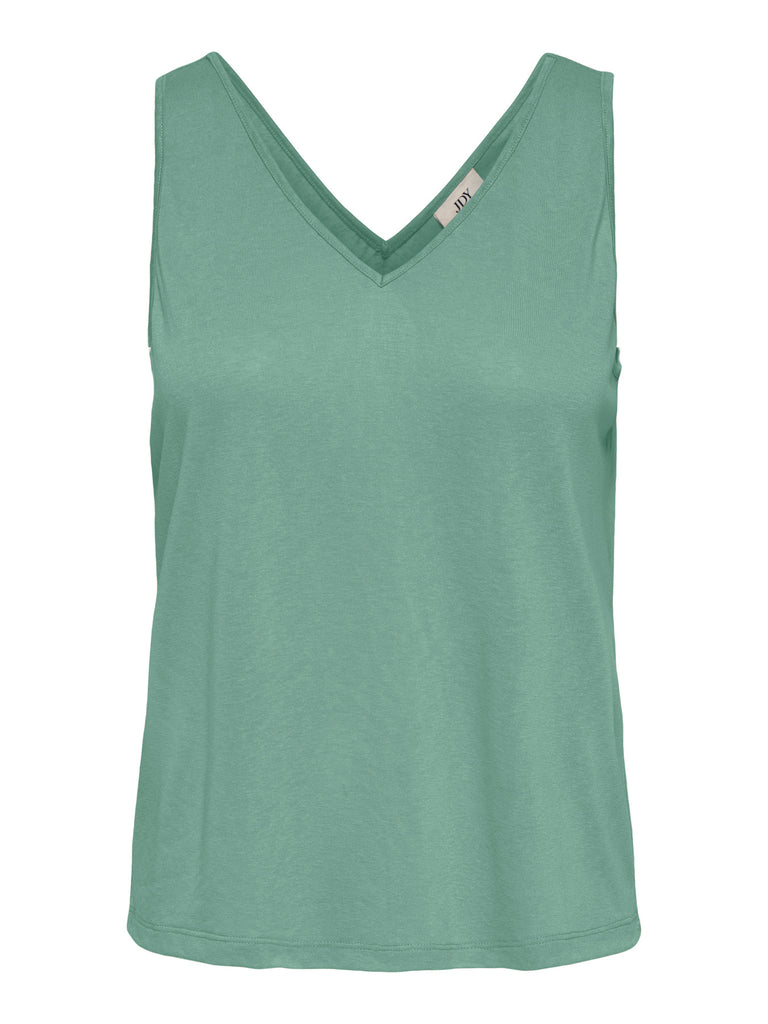 JDYFAUSTINA SINGLET JRS granite green mouwloze top v-hals zachtgroen