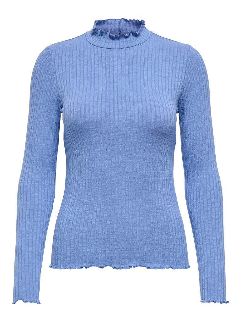 JDYFRANSISKA LIFE L/S HI-NCK TOP JR NOOS ebb and flow top lange mouwen lichtblauw