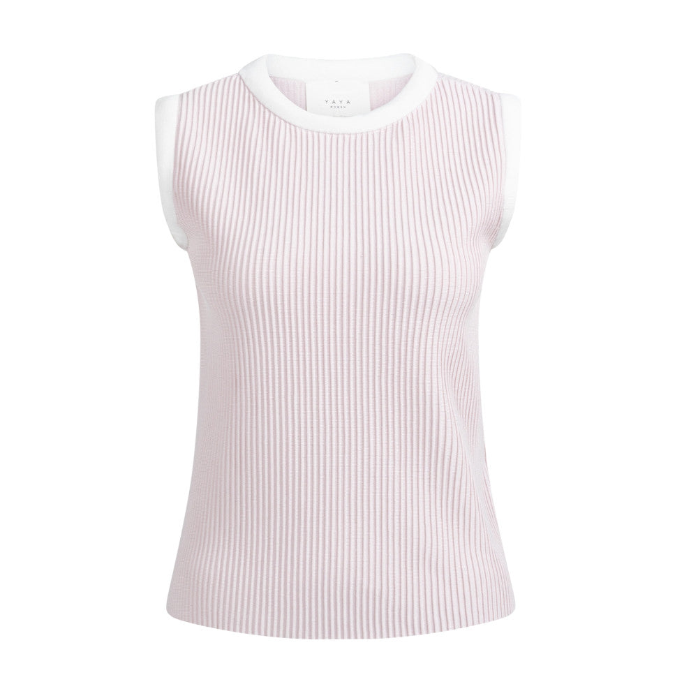 Mouwloze ribtrui met hoge hals 01-000565-603 gray lilac