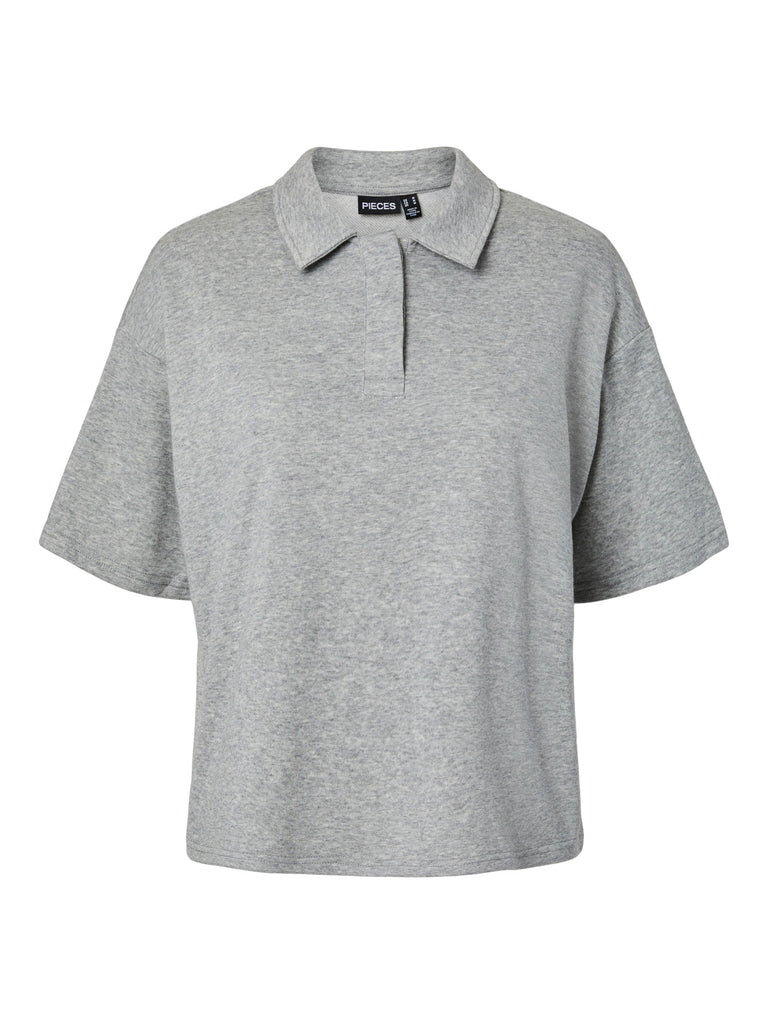 PCGIPPY SS POLO SWEAT JRS BC light grey melange pieces grijs polo top