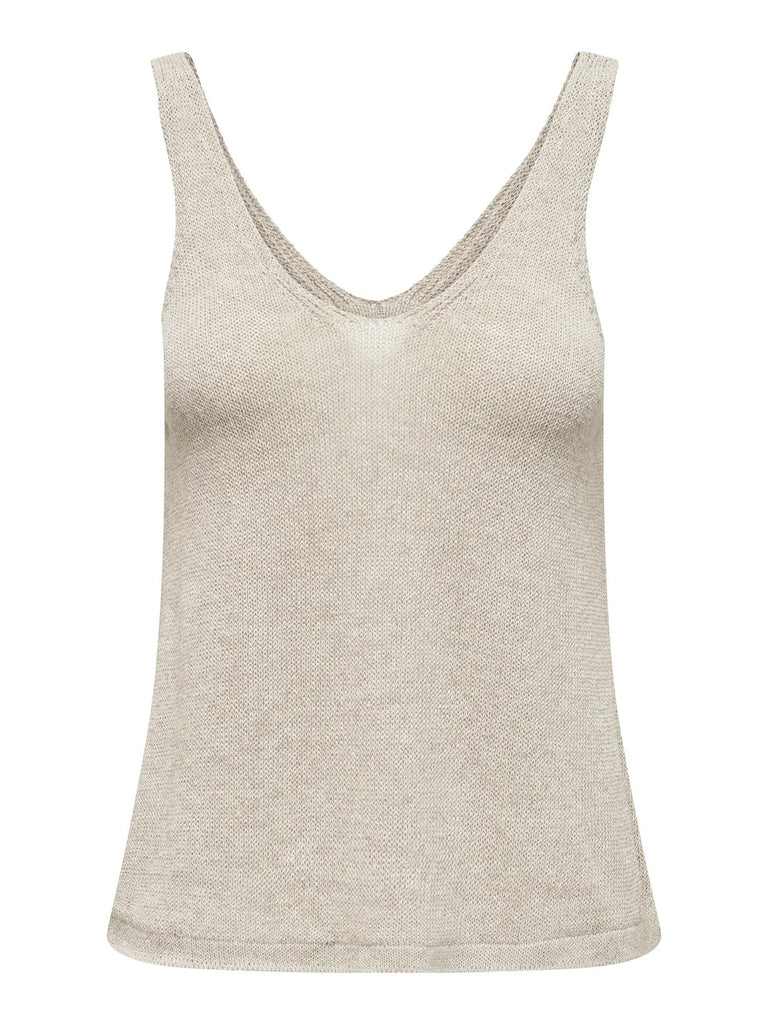 JDYSHINE LIFE S/L TOP KNT tapioca melange gebreide top beige