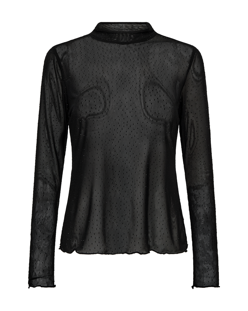 fqiska blouse black freequent doorzichtige top mesh zwart