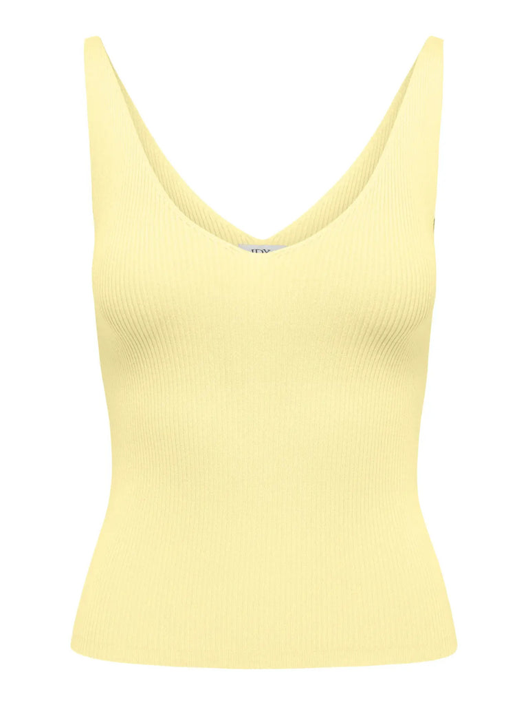 JDYNANNA S/L TOP KNT NOOS pastel yellow mouwloze top v-hals zachtgeel