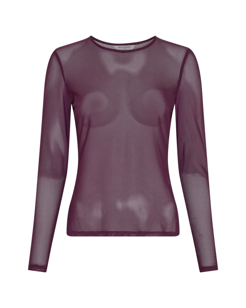 MSCHJanie Illenora Top msch copenhagen mesh top aubergine potent purple