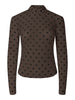 PCJESHI LS HIGH NECK TOP JRS BC hot fudge dots pieces mesh top bruin