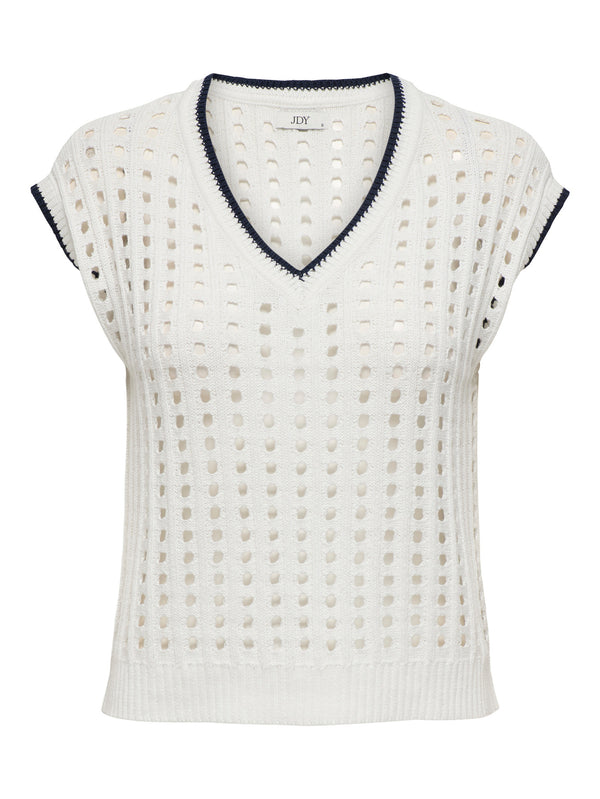 JDYKALI S/L V-NECK CONTRAST VEST cloud dancer calypso