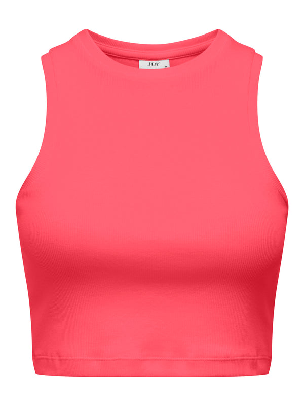 JDYLUCKY CROPPED TANK TOP JRS DIA calypso coral mouwloze cropped top ribstof koraal