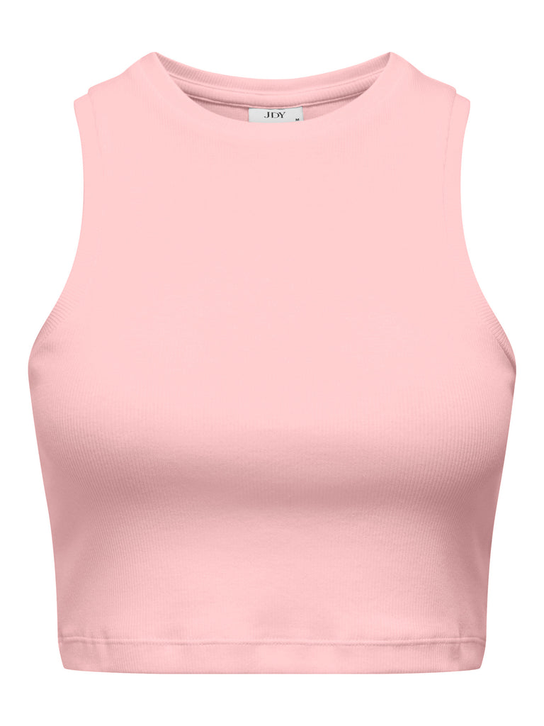 JDYLUCKY CROPPED TANK TOP JRS DIA pink dogwood mouwloze cropped top ribstof zachtroze