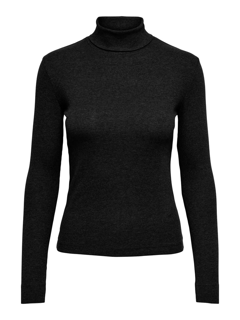 JDYLUCKY L/S ROLLNECK JRS DIA black top lange mouwen rolkraag ribstof zwart