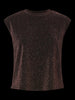 PCMAEVE SL TANK TOP JRS hot fudge brown lurex pieces mouwloze top bruin glitter