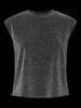 PCMAEVE SL TANK TOP JRS black silver pieces mouwloze top zwart zilver glitter