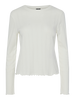 PCMARIE LS O-NECK POIN TOP JRS NOOS BC cloud dancer pieces t-shirt lange mouwen wit ronde hals licht doorzichtige stof