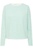 IHmira loose ls3 Cloud Dancer w. Beryl Green losvallende top t-shirt lange mouwen ronde hals muntgroen wit gestreept ichi