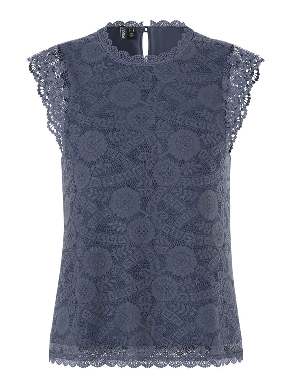 PCOLLINE SL LACE TOP WVN NOOS ombre blue pieces top kant blauw
