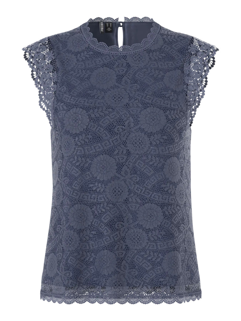 PCOLLINE SL LACE TOP WVN NOOS ombre blue pieces top kant blauw